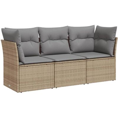 vidaXL 3-delige tuinmeubelset met kussens - Beige - Outdoor furniture set vidaXL 3-delige tuinmeubelset met kussens - Beige - Outdoor furniture set
