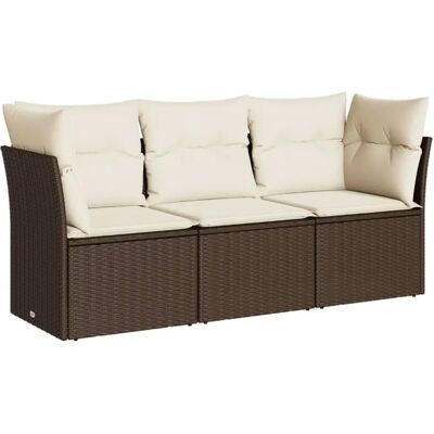 vidaXL Tuinset 3-delig, Bruin, Met Kussens vidaXL Tuinset 3-delig, Bruin, Met Kussens