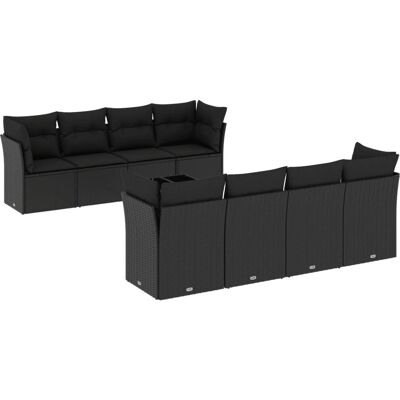 VidaXL Gartenset - Schwarz, 8 Sitzplätze, Modular - Außenmöbel VidaXL Gartenset - Schwarz, 8 Sitzplätze, Modular - Außenmöbel