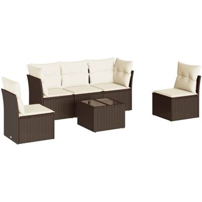 VidaXL Gartenmöbel-Set - Braun & Creme - 6-teiliges Sofa VidaXL Gartenmöbel-Set - Braun & Creme - 6-teiliges Sofa