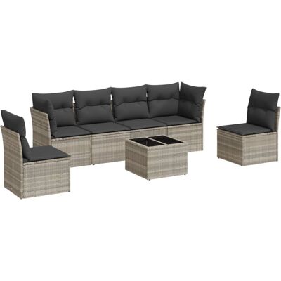 vidaXL 6-Tlg. Garten-Sofagarnitur Mit Kissen Schwarz Poly Rattan vidaXL 6-Tlg. Garten-Sofagarnitur Mit Kissen Schwarz Poly Rattan