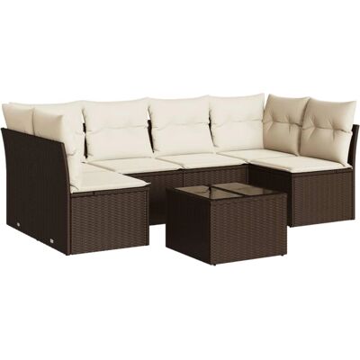 vidaXL 6-Tlg. Garten-Sofagarnitur Mit Kissen Poly Rattan Braun vidaXL 6-Tlg. Garten-Sofagarnitur Mit Kissen Poly Rattan Braun