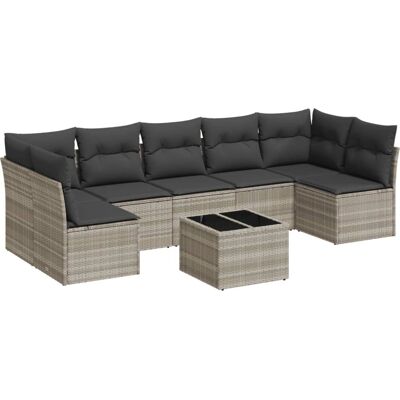 vidaXL Conjunto de mobiliário de exterior de 7 peças com almofadões bege poli rattan vidaXL Conjunto de mobiliário de exterior de 7 peças com almofadões bege poli rattan