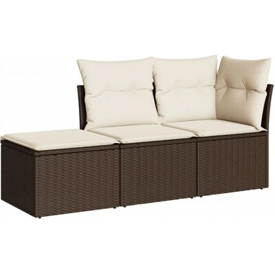 vidaXL 3-Tlg. Garten-Sofagarnitur Mit Kissen Beige Poly Rattan vidaXL 3-Tlg. Garten-Sofagarnitur Mit Kissen Beige Poly Rattan
