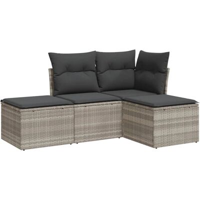 vidaXL 5-Tlg. Garten-Sofagarnitur mit Kissen - Hellgrau - Outdoor vidaXL 5-Tlg. Garten-Sofagarnitur mit Kissen - Hellgrau - Outdoor