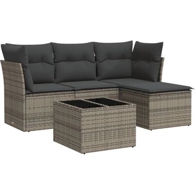 vidaXL Gartenmöbel-Set - Grau, Modulär, 4 Plätze vidaXL Gartenmöbel-Set - Grau, Modulär, 4 Plätze