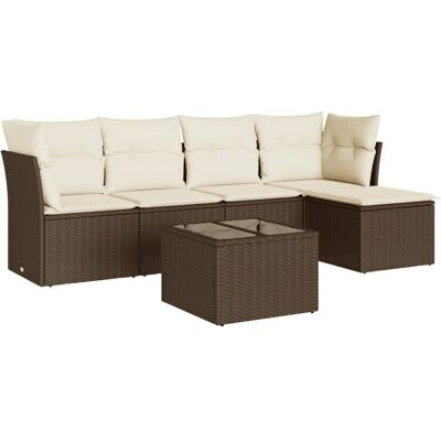 vidaXL 6-tlg. Garten-Sofagarnitur Mit Kissen Beige Poly Rattan vidaXL 6-tlg. Garten-Sofagarnitur Mit Kissen Beige Poly Rattan