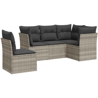 vidaXL 6-Tlg. Garten-Sofagarnitur Mit Kissen - Modell: Oh - Hellgrau vidaXL 6-Tlg. Garten-Sofagarnitur Mit Kissen - Modell: Oh - Hellgrau