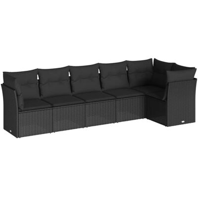 vidaXL 6-delige tuinmeubelset - Zwart - Modulair vidaXL 6-delige tuinmeubelset - Zwart - Modulair