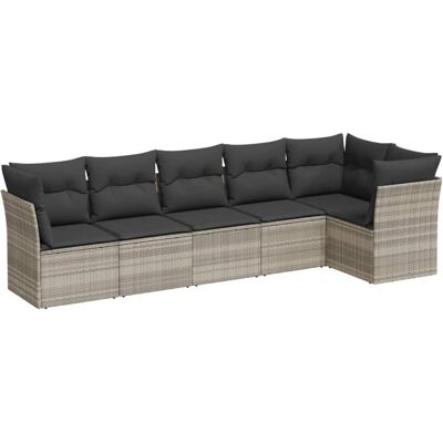 vidaXL Gartenmöbel-Set - 7-teilig Hellgrau PE Rattan vidaXL Gartenmöbel-Set - 7-teilig Hellgrau PE Rattan