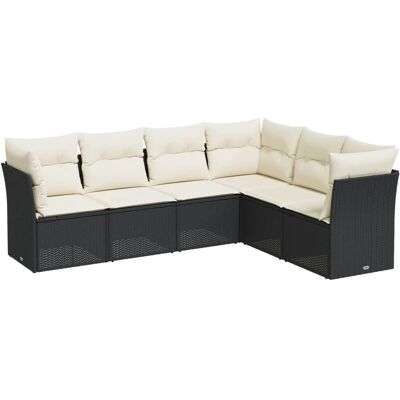 vidaXL 6-Tlg. Garten-Sofagarnitur Mit Kissen Poly Rattan Farbe: Schwarz und Creme M vidaXL 6-Tlg. Garten-Sofagarnitur Mit Kissen Poly Rattan Farbe: Schwarz und Creme M