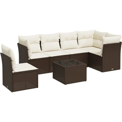 vidaXL Garten-Sofagarnitur 6-tlg. mit Kissen - Modular - Braun vidaXL Garten-Sofagarnitur 6-tlg. mit Kissen - Modular - Braun