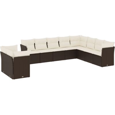 VidaXL Gartenmöbel-Set - Braun, 11-tlg., Gartensofa mit Kissen VidaXL Gartenmöbel-Set - Braun, 11-tlg., Gartensofa mit Kissen