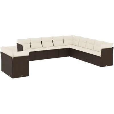 vidaXL Garten-Sofagarnitur - Braun, Creme, 11-teilig - Gartenmöbel-Set vidaXL Garten-Sofagarnitur - Braun, Creme, 11-teilig - Gartenmöbel-Set