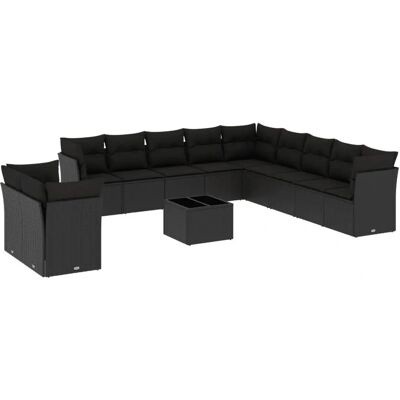 vidaXL 11-teilige Gartensofagarnitur - Schwarz - Poly Rattan - 11 Kissen vidaXL 11-teilige Gartensofagarnitur - Schwarz - Poly Rattan - 11 Kissen