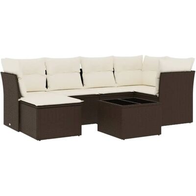 vidaXL 7-tlg. Garten-Sofagarnitur mit Kissen - Beige Poly Rattan vidaXL 7-tlg. Garten-Sofagarnitur mit Kissen - Beige Poly Rattan