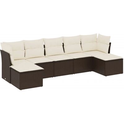 vidaXL 7-tlg. Garten-Sofagarnitur mit Kissen, Poly Rattan, Braun und Creme vidaXL 7-tlg. Garten-Sofagarnitur mit Kissen, Poly Rattan, Braun und Creme