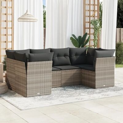 vidaXL 6-tlg. Gartensofagarnitur mit Kissen Hellgrau - Gartenmöbel vidaXL 6-tlg. Gartensofagarnitur mit Kissen Hellgrau - Gartenmöbel