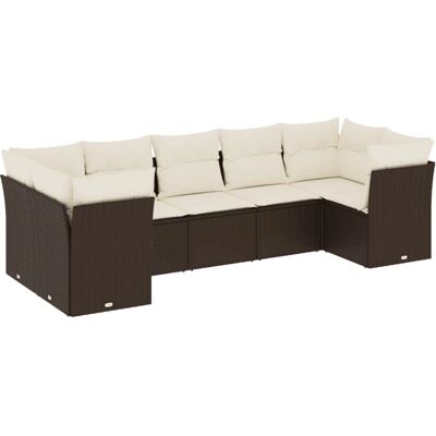vidaXL 7-tlg. Garten-Sofagarnitur Mit Kissen Beige Poly Rattan vidaXL 7-tlg. Garten-Sofagarnitur Mit Kissen Beige Poly Rattan