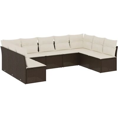 vidaXL 9-tlg. Garten-Sofagarnitur mit Kissen - Braun & Creme vidaXL 9-tlg. Garten-Sofagarnitur mit Kissen - Braun & Creme