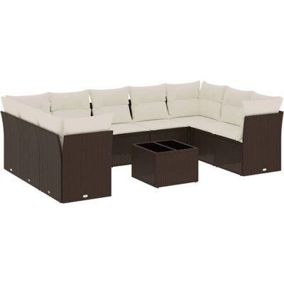 VidaXL Gartenmöbelset 9-teilige mit Kissen Braun und Creme Mod VidaXL Gartenmöbelset 9-teilige mit Kissen Braun und Creme Mod