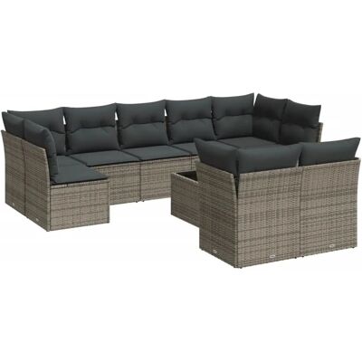 Conjunto de Móveis de Exterior VidaXL - Cinza - 9 Peças - Sofá Modular Conjunto de Móveis de Exterior VidaXL - Cinza - 9 Peças - Sofá Modular