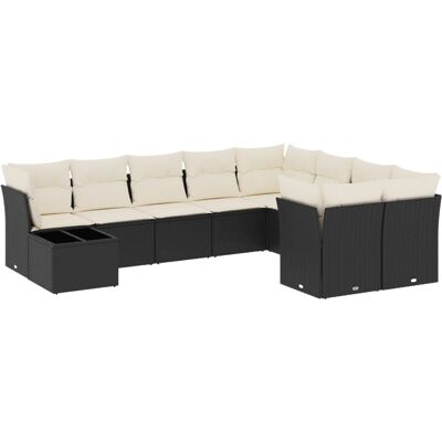 vidaXL Gartenmöbel-Set - Schwarz - 10-tlg. Sofa mit Kissen vidaXL Gartenmöbel-Set - Schwarz - 10-tlg. Sofa mit Kissen