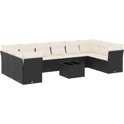 vidaXL Outdoor-Möbelset - Modular Schwarz Rattan 10-teilig vidaXL Outdoor-Möbelset - Modular Schwarz Rattan 10-teilig
