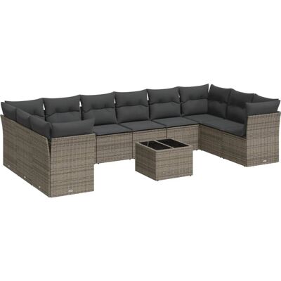 VidaXL Beiges Gartenset - 10-tlg. Sofa mit Kissen VidaXL Beiges Gartenset - 10-tlg. Sofa mit Kissen