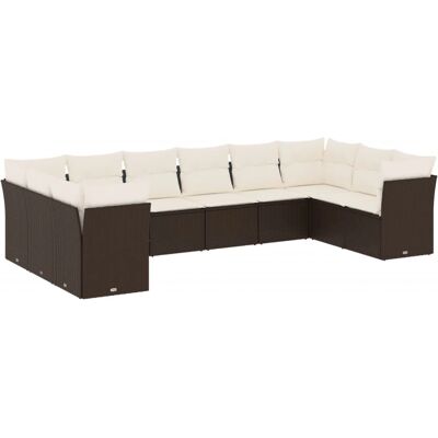 vidaXL 10-Tlg. Garten-Sofagarnitur Mit Kissen Beige Poly Rattan vidaXL 10-Tlg. Garten-Sofagarnitur Mit Kissen Beige Poly Rattan