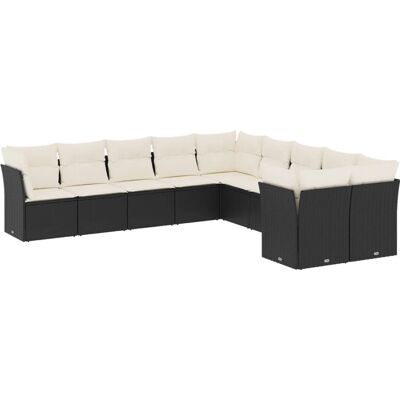 vidaXL 11-tlg. Garten-Sofagarnitur Mit Kissen Beige Poly Rattan - Schwarz & Cr vidaXL 11-tlg. Garten-Sofagarnitur Mit Kissen Beige Poly Rattan - Schwarz & Cr