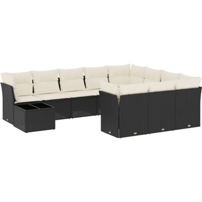 vidaXL Outdoor Möbelset - Schwarz - 11-teilige Garten-Sofagarnitur mit Kissen vidaXL Outdoor Möbelset - Schwarz - 11-teilige Garten-Sofagarnitur mit Kissen