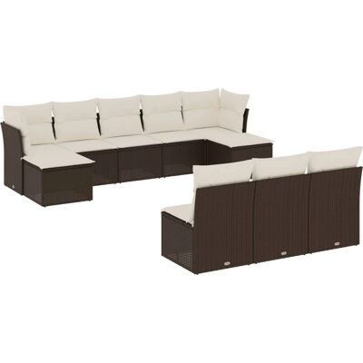 VidaXL Gartenmöbel-Set - Braun & Creme - 10 Stück VidaXL Gartenmöbel-Set - Braun & Creme - 10 Stück