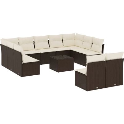 vidaXL Gartenmöbel-Set - Braun - 11-teilig - Modulares Sofa vidaXL Gartenmöbel-Set - Braun - 11-teilig - Modulares Sofa