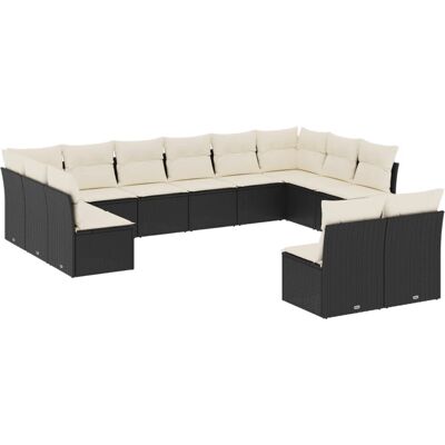 vidaXL 12-tlg. Garten-Sofagarnitur Mit Kissen Poly Rattan - Schwarz vidaXL 12-tlg. Garten-Sofagarnitur Mit Kissen Poly Rattan - Schwarz