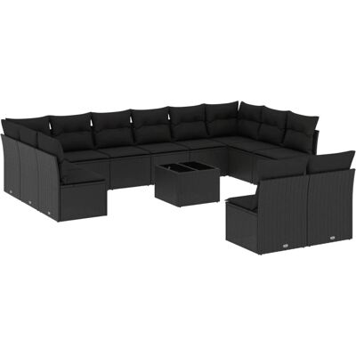 vidaXL Gartenmöbel-Set - Strapazierfähiges PE Rattan, Schwarz vidaXL Gartenmöbel-Set - Strapazierfähiges PE Rattan, Schwarz