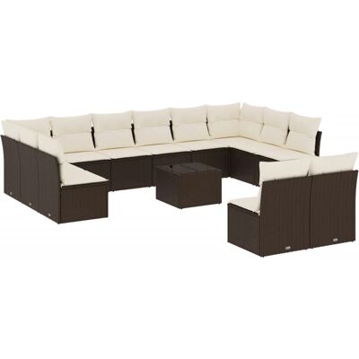 vidaXL Gartenmöbel-Set - Braun & Creme - Garten-Sofagarnitur vidaXL Gartenmöbel-Set - Braun & Creme - Garten-Sofagarnitur