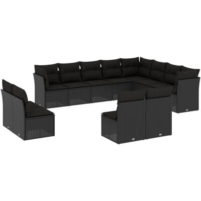 vidaXL Garten-Sofagarnitur - Schwarz - 13-teiliges Set vidaXL Garten-Sofagarnitur - Schwarz - 13-teiliges Set