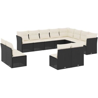 VidaXL Outdoormöbel-Set - Schwarz, 12-teiliges moduläres Sofa VidaXL Outdoormöbel-Set - Schwarz, 12-teiliges moduläres Sofa