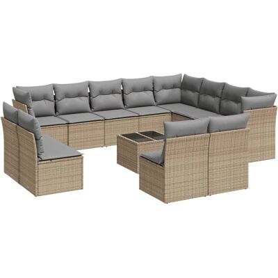 VidaXL Gartensofa-Set - 12-teiliges Modular Beige Poly Rattan VidaXL Gartensofa-Set - 12-teiliges Modular Beige Poly Rattan