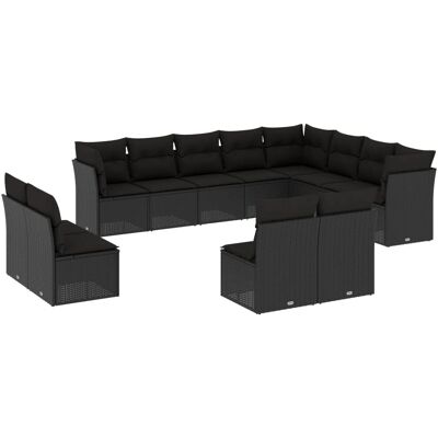 vidaXL Outdoor Möbelset - Schwarz - Modulares Gartensofa & Tisch vidaXL Outdoor Möbelset - Schwarz - Modulares Gartensofa & Tisch