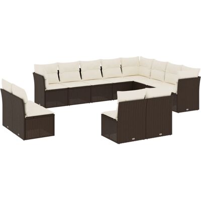 vidaXL 13-Tlg. Garten-Sofagarnitur Mit Kissen Poly Rattan Braun - Gartenmöbel vidaXL 13-Tlg. Garten-Sofagarnitur Mit Kissen Poly Rattan Braun - Gartenmöbel