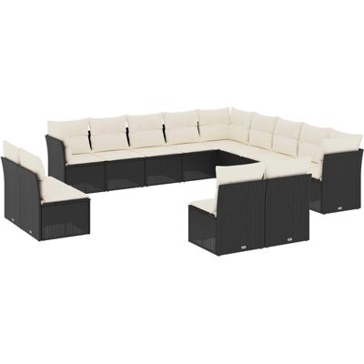 vidaXL 14-Teilig Garten-Sofagarnitur Mit Kissen Poly Rattan vidaXL 14-Teilig Garten-Sofagarnitur Mit Kissen Poly Rattan