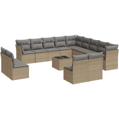vidaXL Outdoor-Möbelset - Beige, Modular, 14 Stück vidaXL Outdoor-Möbelset - Beige, Modular, 14 Stück