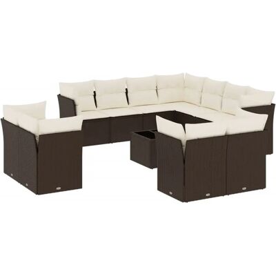 vidaXL 3218513 Gartenset - 11-tlg. Sofa-Set mit Kissen Braun Beige vidaXL 3218513 Gartenset - 11-tlg. Sofa-Set mit Kissen Braun Beige