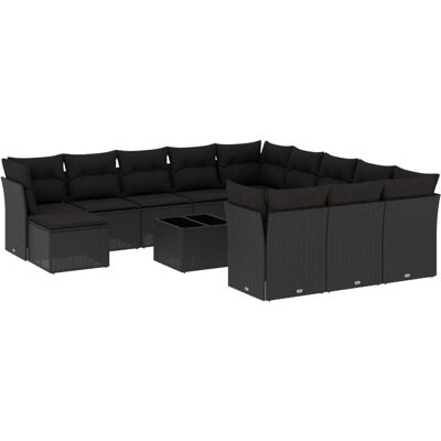 vidaXL 12-tlg. Garten-Sofagarnitur Mit Kissen Schwarz vidaXL 12-tlg. Garten-Sofagarnitur Mit Kissen Schwarz