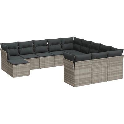 vidaXL 12-tlg. Garten-Sofagarnitur Mit Kissen Beige Poly Rattan vidaXL 12-tlg. Garten-Sofagarnitur Mit Kissen Beige Poly Rattan