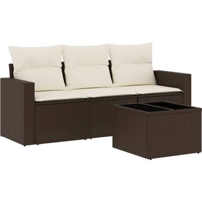vidaXL 3-Tlg. Garten-Sofagarnitur Mit Kissen Beige Poly Rattan vidaXL 3-Tlg. Garten-Sofagarnitur Mit Kissen Beige Poly Rattan