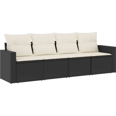 vidaXL 4-teiliges Garten-Sofagarnitur Mit Kissen Schwarz vidaXL 4-teiliges Garten-Sofagarnitur Mit Kissen Schwarz
