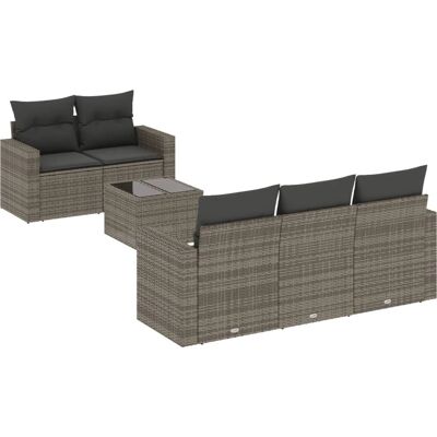 VidaXL Gartenset - Grau, 6 tlg, Kissen, Modular - Outdoor Furniture VidaXL Gartenset - Grau, 6 tlg, Kissen, Modular - Outdoor Furniture